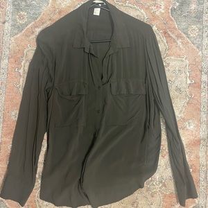Olive green button down blouse
